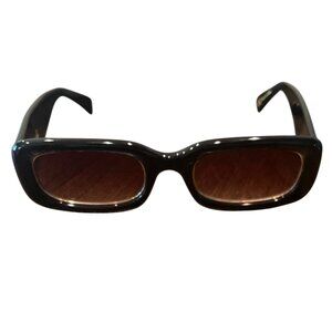 Madewell Women's Black Baymont Square Sunglasses: Metal Accent Edition